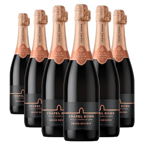 Buy a Case of 6 Bottles of Chapel Down Grand Reserve Brut English Sparkling 75cl - Securely Packaged and Delivered Together